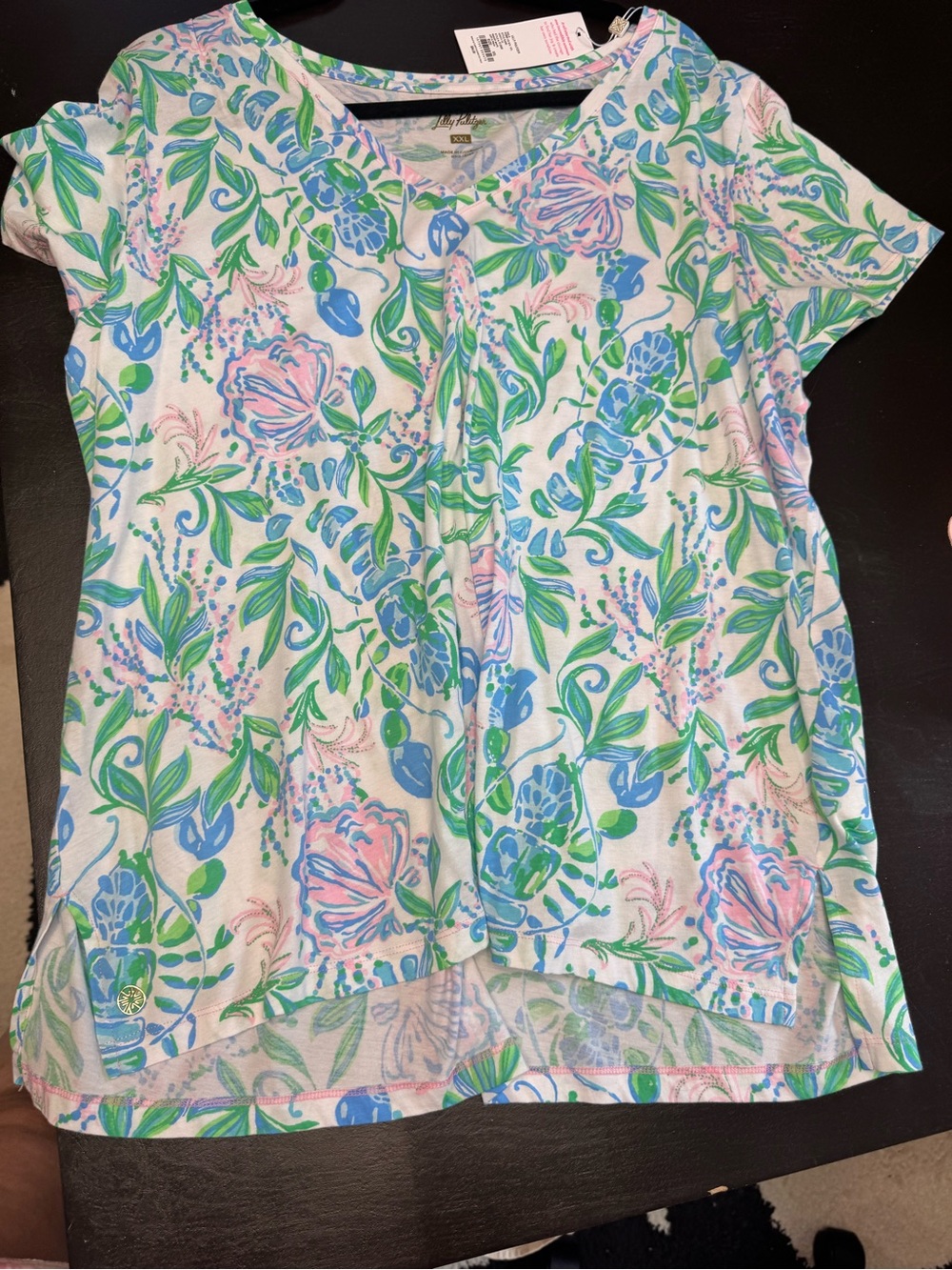 Lilly Pulitzer Pastel Floral V-Neck Tee in Pink, Blue & Green